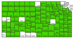Map of counties that reported cases of Colorado marijuana