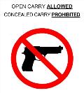 Open Carry Allowed, Concealed Carry Prohibited